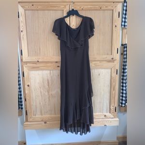 Liz Claiborne brown ruffle dressy minimalist stylish dress size 12